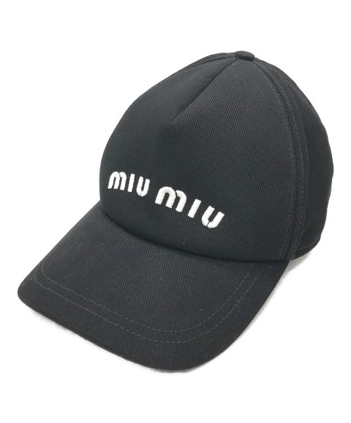 MIU MIU（ミュウミュウ）MIU MIU (ミュウミュウ) ロゴキャップ ブラック サイズ:Mの古着・服飾アイテム