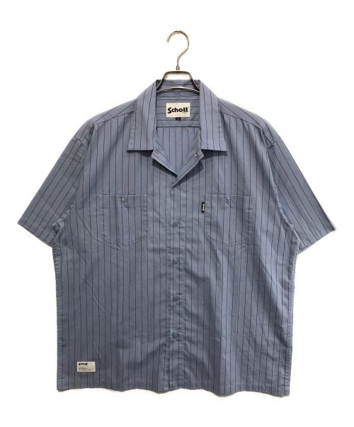 Schott（ショット）Schott (ショット) SS TC STRIPE WORK SHIRT （SS TC ストライプワークシャツ） ブルー サイズ:2XLの古着・服飾アイテム