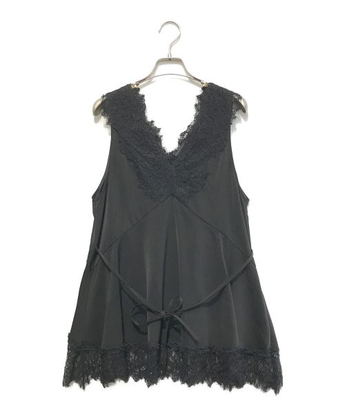 LE CIEL BLEU（ルシェルブルー）LE CIEL BLEU (ルシェルブルー) Lace Trim Sleevless Top ブラック サイズ:36の古着・服飾アイテム