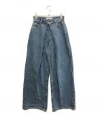 LE CIEL BLEUルシェルブルー）の古着「Front Tuck Wide Denim Pants（フロントタックワイドデニムパンツ）」｜ブルー