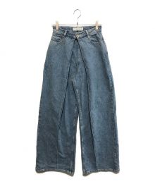 LE CIEL BLEU（ルシェルブルー）の古着「Front Tuck Wide Denim Pants（フロントタックワイドデニムパンツ）」｜ブルー