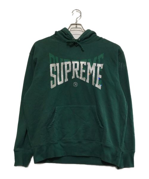 SUPREME（シュプリーム）SUPREME (シュプリーム) 22AW Rhinestone Shadow Hooded Sweatshirt グリーン サイズ:Mの古着・服飾アイテム