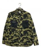 A BATHING APEアベイシングエイプ）の古着「1ST CAMO OUTDOOR DETAIL POCKET RELAXED FIT SHIRT」｜カーキ×ブラック