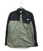 THE NORTH FACEザ ノース フェイス）の古着「L/S Nuptse Shirt」｜カーキ×ブラック