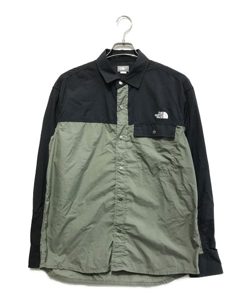 THE NORTH FACE（ザ ノース フェイス）THE NORTH FACE (ザ ノース フェイス) L/S Nuptse Shirt カーキ×ブラック サイズ:Mの古着・服飾アイテム