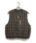 Omar Afridi（オマールアフリディ）の古着「Padded Circle Vest Wool Check」｜ブラウン