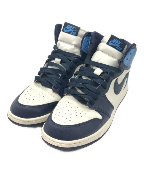 NIKE（ナイキ）NIKE (ナイキ) AIR JORDAN 1 RETRO HIGH OG GS UNC OBSIDIAN ホワイト×ブルー サイズ:UK 6の古着・服飾アイテム