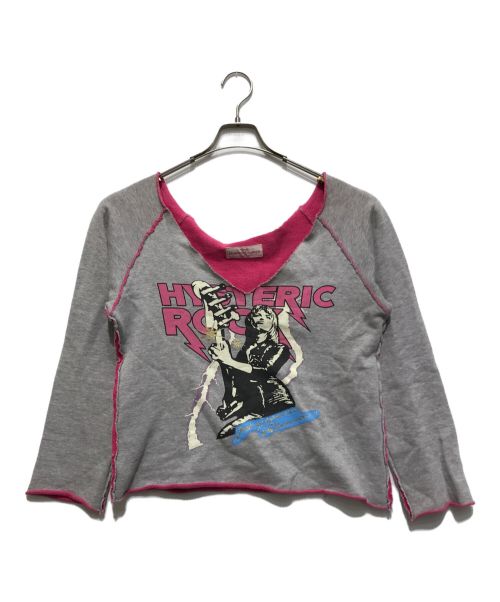 Hysteric Glamour（ヒステリックグラマー）Hysteric Glamour (ヒステリックグラマー) カットオフプリントスウェットカットソー グレー サイズ:Fの古着・服飾アイテム