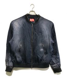 DIESEL（ディーゼル）の古着「24SS S-UMBE-TREATロゴフェード加工サテンボンバージャケット」｜ネイビー