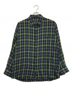 LAD MUSICIANラッドミュージシャン）の古着「TWILL GUN CLUB CHECK BIG SHIRT」｜グリーン×ネイビー