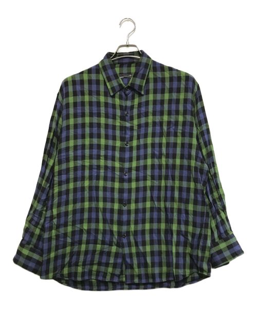 LAD MUSICIAN（ラッドミュージシャン）LAD MUSICIAN (ラッドミュージシャン) TWILL GUN CLUB CHECK BIG SHIRT グリーン×ネイビー サイズ:42の古着・服飾アイテム