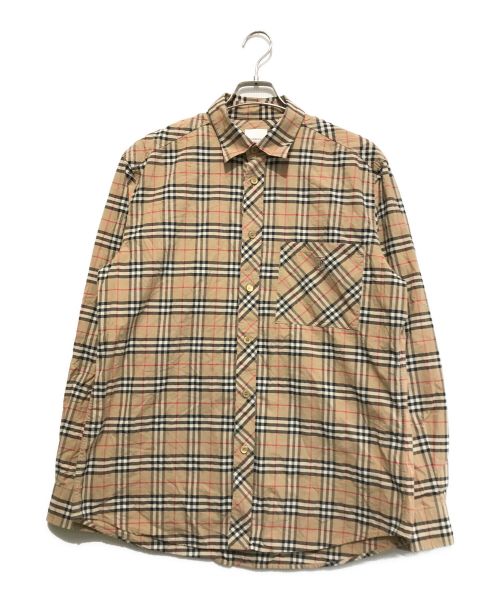 BURBERRY LONDON（バーバリーロンドン）BURBERRY LONDON (バーバリーロンドン) TBロゴチェックシャツ ブラウン サイズ:Lの古着・服飾アイテム