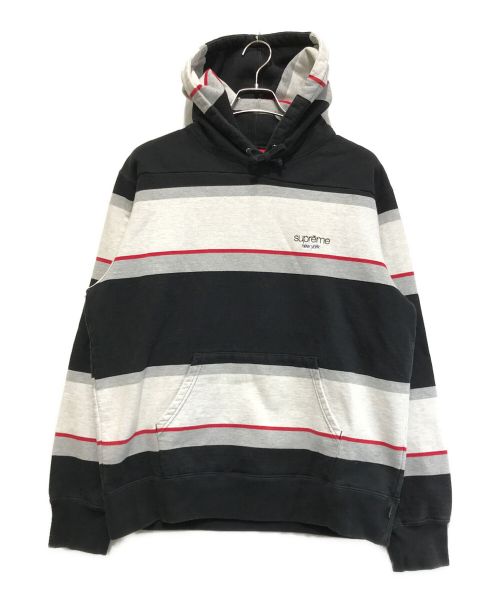 SUPREME（シュプリーム）SUPREME (シュプリーム) 19AW Stripe Hooded Sweatshirt グレー×ブラック サイズ:Lの古着・服飾アイテム