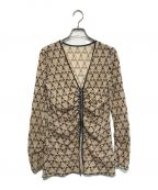 THINGS THAT MATTERシングスザットマター）の古着「MONOGRAM FLOCKY PRINT TULLE CARDIGAN」｜ベージュ