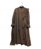 ANDREA & Co.アンドレアアンドコー）の古着「ASYMMETRY FRILL&PLEATS DRESS」｜ブラウン