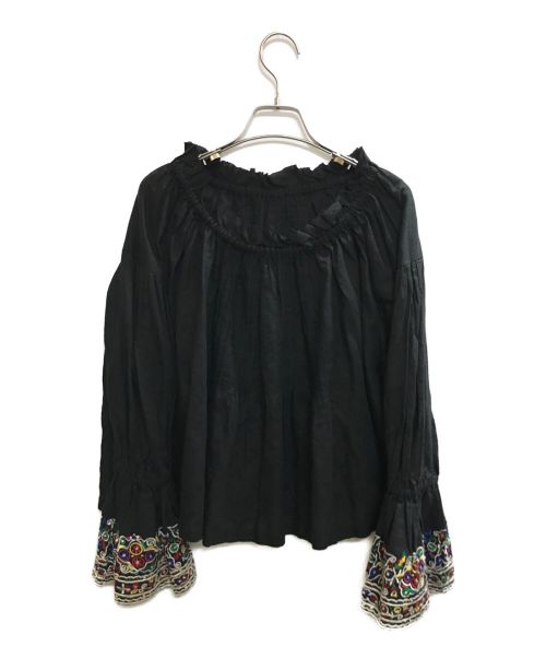 JEAN NERET（ジャン ヌレ）JEAN NERET (ジャン ヌレ) embroidery flare blouse ブラック サイズ:1の古着・服飾アイテム