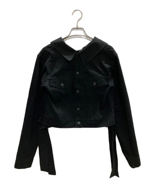 YOHJI YAMAMOTO（ヨウジヤマモト）YOHJI YAMAMOTO (ヨウジヤマモト) 8 OZ UNEVEN YARN DENIM BK BACK OPENED BLOUSON ブラック サイズ:2の古着・服飾アイテム