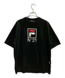 N゜21×FILA（ヌメロ ヴェントゥーノ×フィラ）の古着「プリントメッシュ切替Tシャツ」｜ブラック