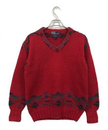 POLO RALPH LAUREN（ポロ・ラルフローレン）の古着「WOOL HAND KNIT」｜レッド