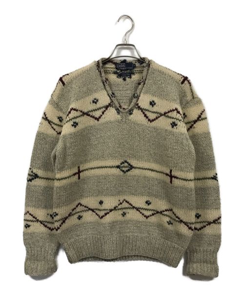 POLO RALPH LAUREN（ポロ・ラルフローレン）POLO RALPH LAUREN (ポロ・ラルフローレン) WOOL HAND KNIT グレー サイズ:Ｍの古着・服飾アイテム