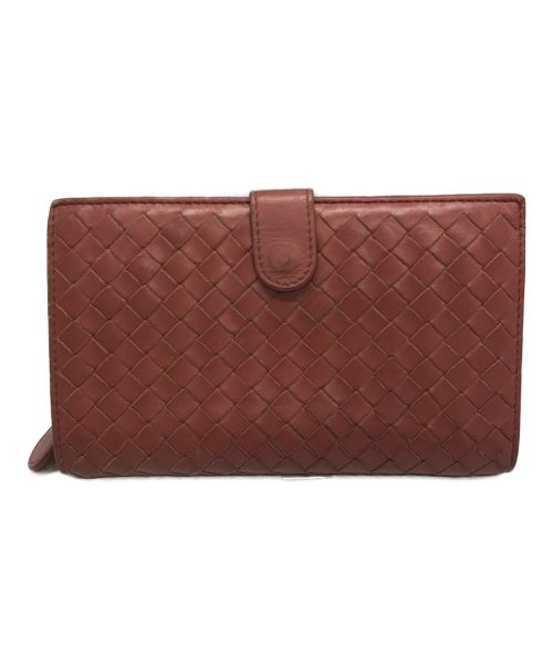 BOTTEGA VENETA（ボッテガベネタ）BOTTEGA VENETA (ボッテガベネタ) イントレチャートラウンドジップ財布 ピンクの古着・服飾アイテム