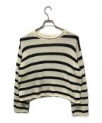 L'appartementアパルトモン）の古着「Border Rollup Knit Pullover」｜ホワイト×ブラック