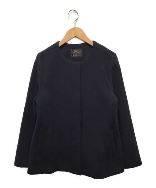 SHIPS（シップス）SHIPS (シップス) SUPER140ノーカラーショートコート ネイビー サイズ:38の古着・服飾アイテム