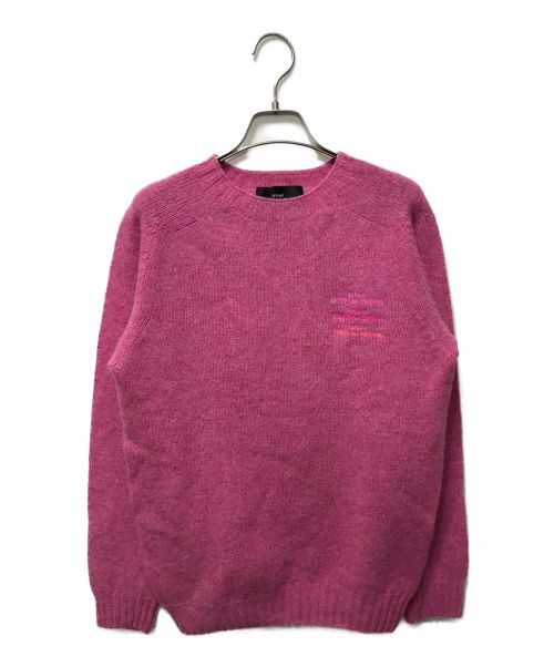 tricot COMME des GARCONS（トリココムデギャルソン）tricot COMME des GARCONS (トリココムデギャルソン) INVERALLAN (インバーアラン) シェットランドウールロゴ刺繍ニット ピンク サイズ:Ｓの古着・服飾アイテム