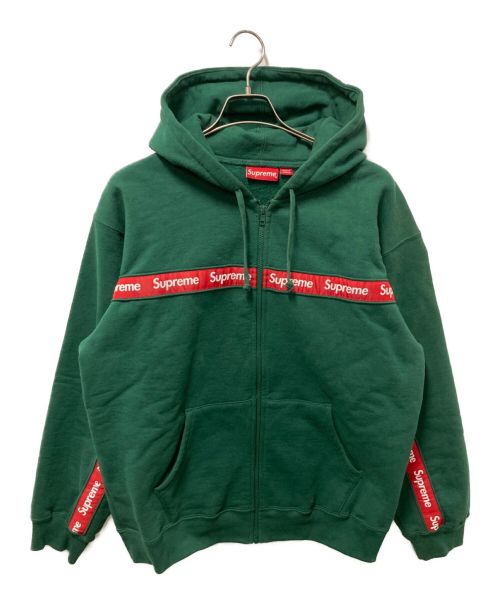 SUPREME（シュプリーム）SUPREME (シュプリーム) Text Stripe Hoodie グリーン サイズ:Ｌの古着・服飾アイテム