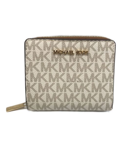 MICHAEL KORS（マイケルコース）MICHAEL KORS (マイケルコース) 2つ折り財布 アイボリー×ブラウンの古着・服飾アイテム