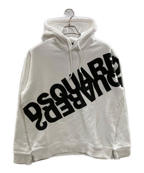 DSQUARED2（ディースクエアード）DSQUARED2 (ディースクエアード) ロゴプリントパーカー ホワイト サイズ:ＸＬの古着・服飾アイテム