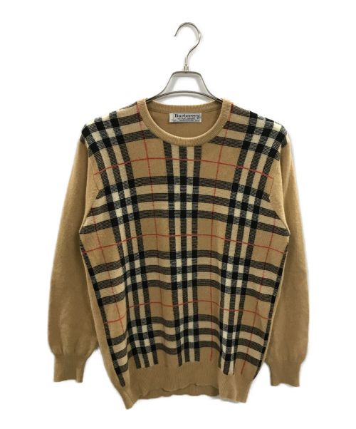 Burberry's（バーバリーズ）Burberry's (バーバリーズ) ノヴァチェックラムウールニット ブラウン サイズ:42の古着・服飾アイテム