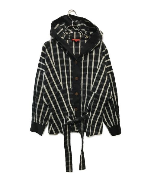 Vivienne Westwood（ヴィヴィアンウエストウッド）Vivienne Westwood (ヴィヴィアンウエストウッド) フーデッドチェックジャケット ホワイト×ブラック サイズ:2の古着・服飾アイテム