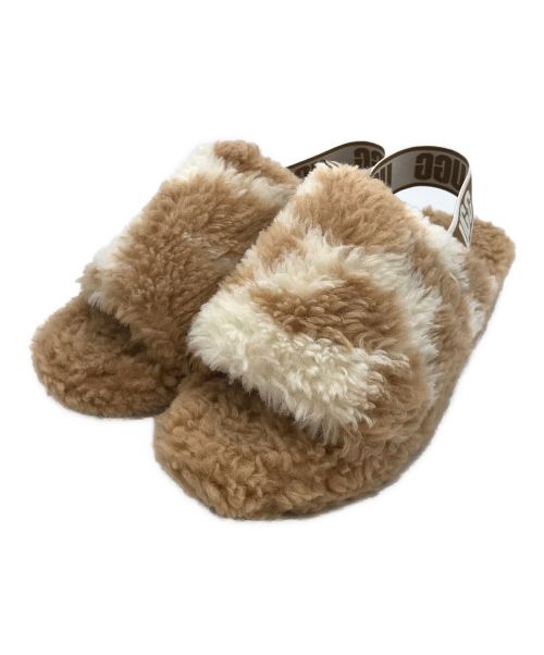 UGG（アグ）UGG (アグ) FLUFF YEAH SLIDE COW PRINT　1125592 ブラウン サイズ:24cmの古着・服飾アイテム