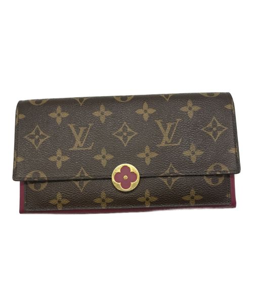 LOUIS VUITTON（ルイ ヴィトン）LOUIS VUITTON (ルイ ヴィトン) ポルトフォイユ フロール フューシャ ブラウン×ボルドーの古着・服飾アイテム