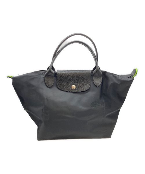 LONGCHAMP（ロンシャン）LONGCHAMP (ロンシャン) グリーン M トップハンドルバッグ ブラックの古着・服飾アイテム