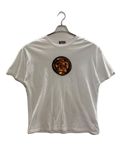 A BATHING APE（アベイシングエイプ）A BATHING APE (アベイシングエイプ) スパンコールTシャツ ホワイト サイズ:Ｍの古着・服飾アイテム