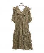 HER LIP TOハーリップトゥ）の古着「Miracle Wave Belted Dot Dress」｜ベージュ