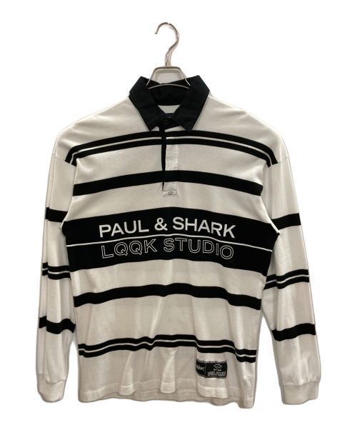 Paul&Shark（ポールアンドシャーク）Paul&Shark (ポールアンドシャーク) ラガーシャツ ホワイト×ブラック サイズ:Ｍの古着・服飾アイテム