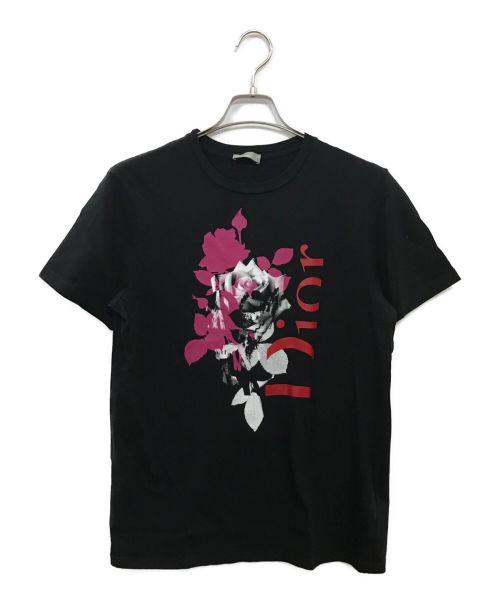 Christian Dior（クリスチャン ディオール）Christian Dior (クリスチャン ディオール) ローズプリントtシャツ ブラック サイズ:Ｍの古着・服飾アイテム