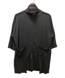 YOHJI YAMAMOTO（ヨウジヤマモト）の古着「SUPIMA COTTON PILE RAW EDGE SEAM HIGH-NECK CARDIGAN」｜ブラック