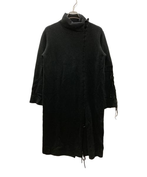 YOHJI YAMAMOTO（ヨウジヤマモト）YOHJI YAMAMOTO (ヨウジヤマモト) PLAIN ST LEATHER STRING TURTLE NECK DRESS ブラック サイズ:2の古着・服飾アイテム