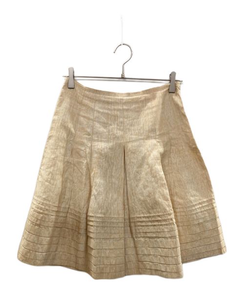 PRADA（プラダ）PRADA (プラダ) タックフレアスカート ベージュ サイズ:Ｍの古着・服飾アイテム