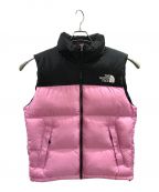 THE NORTH FACEザ ノース フェイス）の古着「ダウンジャケット/THE NORTH FACE/NUPTSE VEST」｜ピンク×ブラック