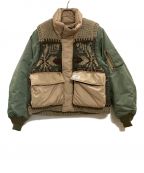 elephant TRIBAL fabricsエレファントトライバルファブリックス）の古着「Hybrid Cowichan Blouson　エレファントトライバルファブリックス　E22FW-MA-HY07A」｜オリーブ