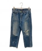 MADISON BLUEマディソンブルー）の古着「CRASHED SAROUEL PANTS DENIM/MADISON BLUE」｜インディゴ