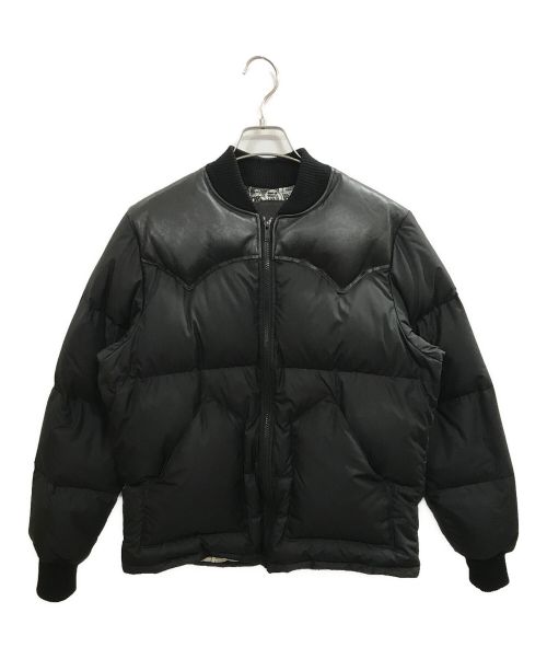 Hysteric Glamour（ヒステリックグラマー）Hysteric Glamour RockyMountainFeatherBed (ロッキーマウンテンフェザーベッド) ウエスタンヨークダウンジャケット レザー切替 ニュースペーパー ガールプリント ブラック サイズ:Sの古着・服飾アイテム