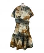 Rumcheラム・シェ）の古着「Mineral Print Gathered Dress」｜ベージュ