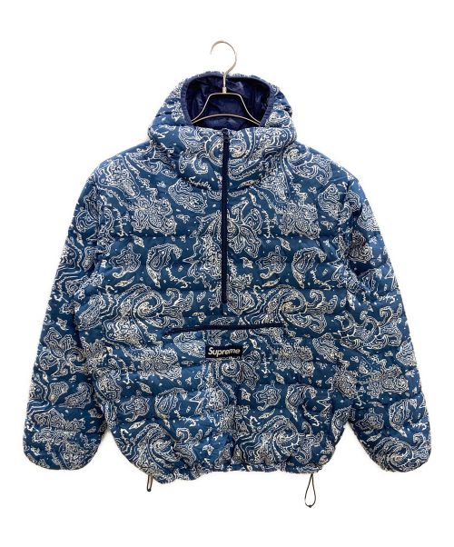 SUPREME（シュプリーム）SUPREME (シュプリーム) Micro Down Half Zip Hooded Pullover Blue Paisley ネイビー サイズ:Ｍの古着・服飾アイテム