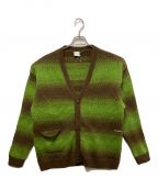 POP TRADING COMPANYポップトレーディングカンパニー）の古着「striped knitted cardigan」｜ブラウン×グリーン